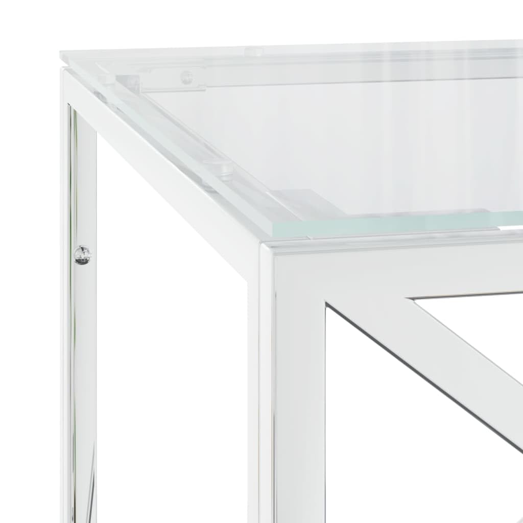 vidaXL Möbel Couchtisch 110x45x45 Edelstahl Glas Silber
