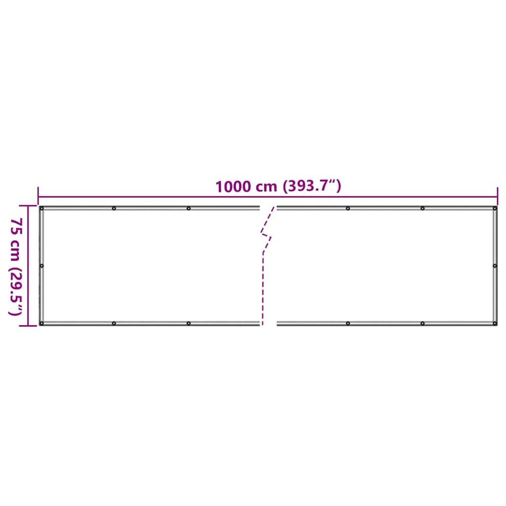 vidaXL Heim & Garten Sichtschutz Grau 1000x75 cm wetterfest