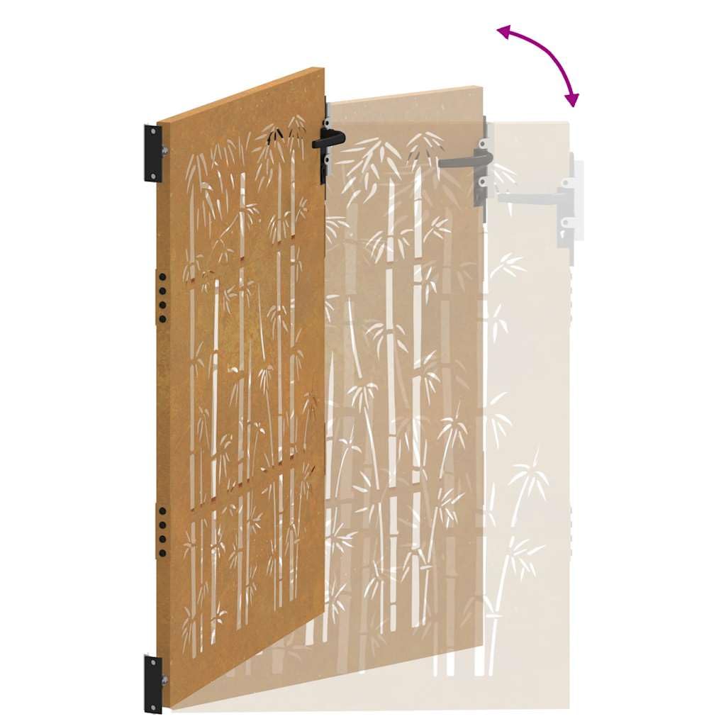 vidaXL Gartentor 85x125 cm Cortenstahl Bambus Rost Abschließbar