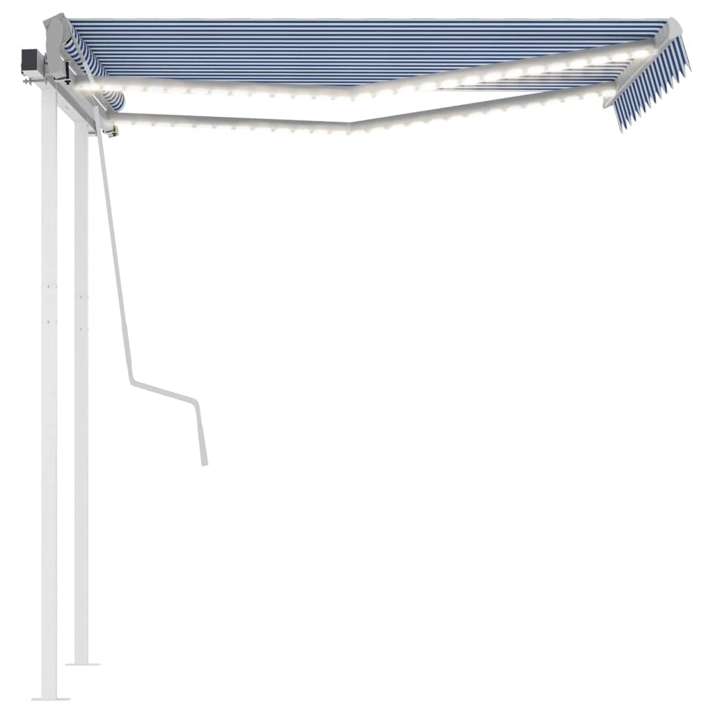 vidaXL Gelenkarmmarkise 3x2,5m LED Blau-Weiß