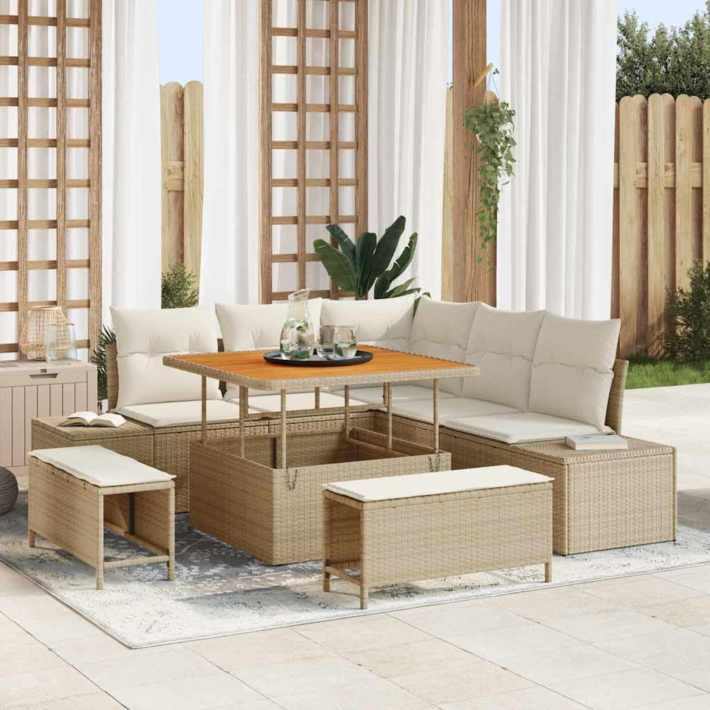 vidaXL Heim & Garten Gartensofa-Set 8-tlg Beige Stauraum