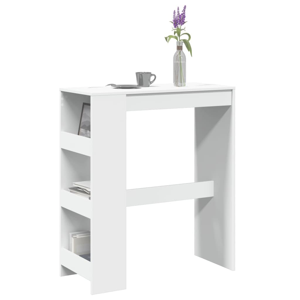 vidaXL Bartisch Weiß 90x40x103,5cm Hochtisch mit Regal