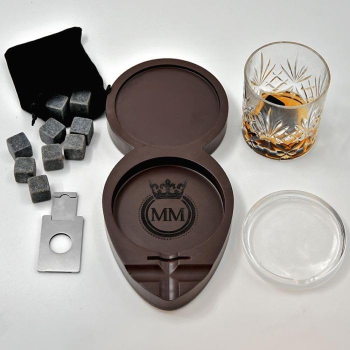 Mikamax Bar & Kitchen Whisky Zigarren Set Holz 9 Steine