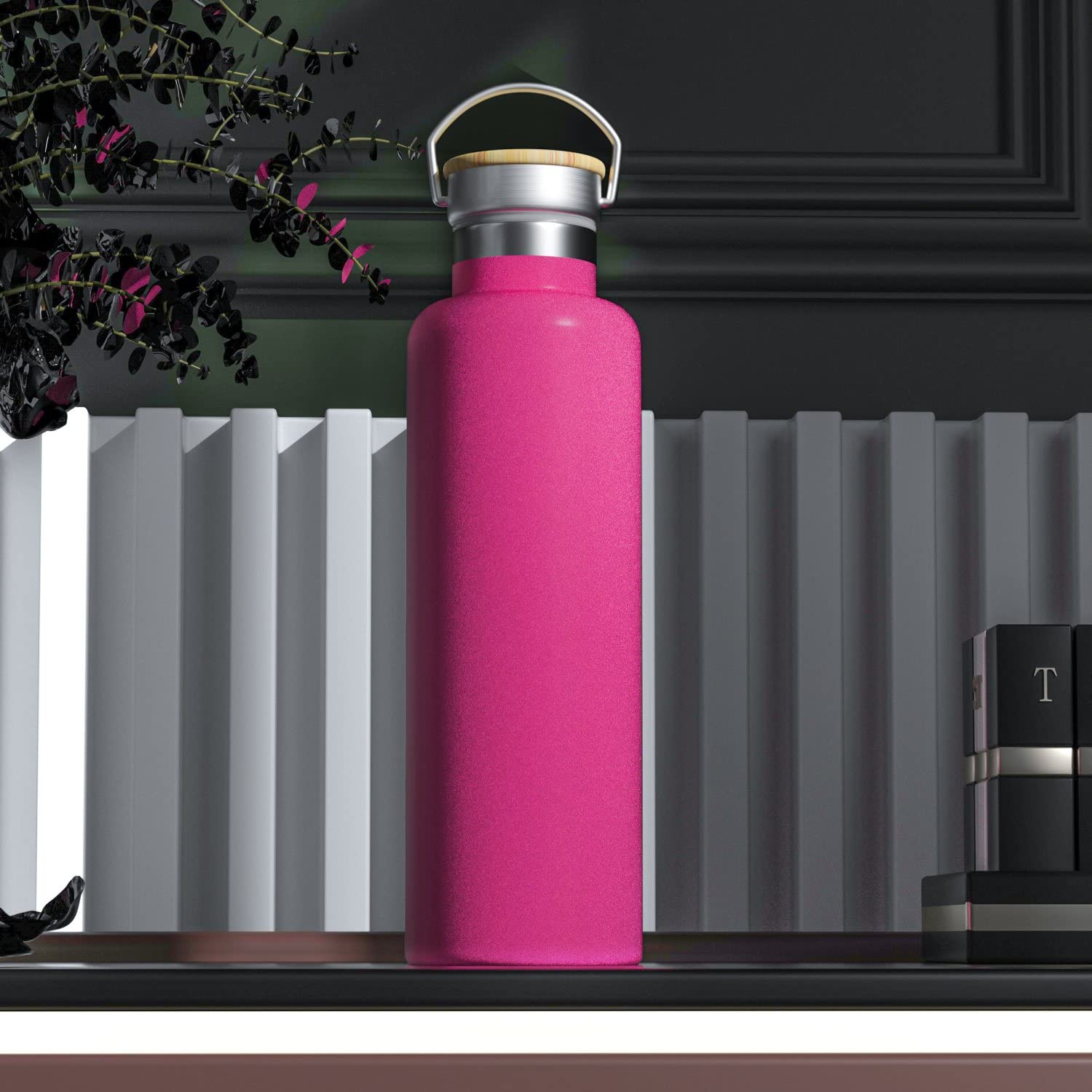 Intirilife Garten Thermosflasche pink 750 ml Edelstahl BPA-frei