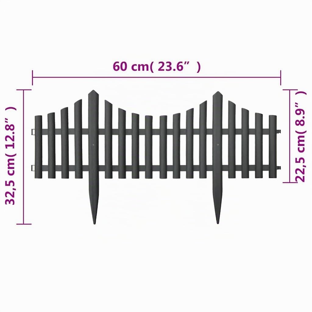 vidaXL Heim & Garten Rasenkante Palisade 10 m Anthrazit PP