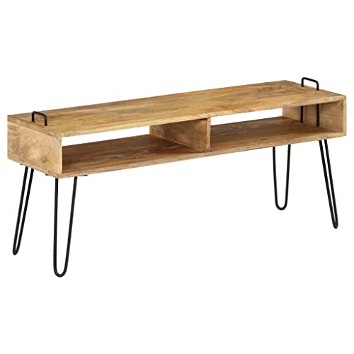vidaXL TV-Tisch Mangoholz Stahl 110x35x45cm Industrial