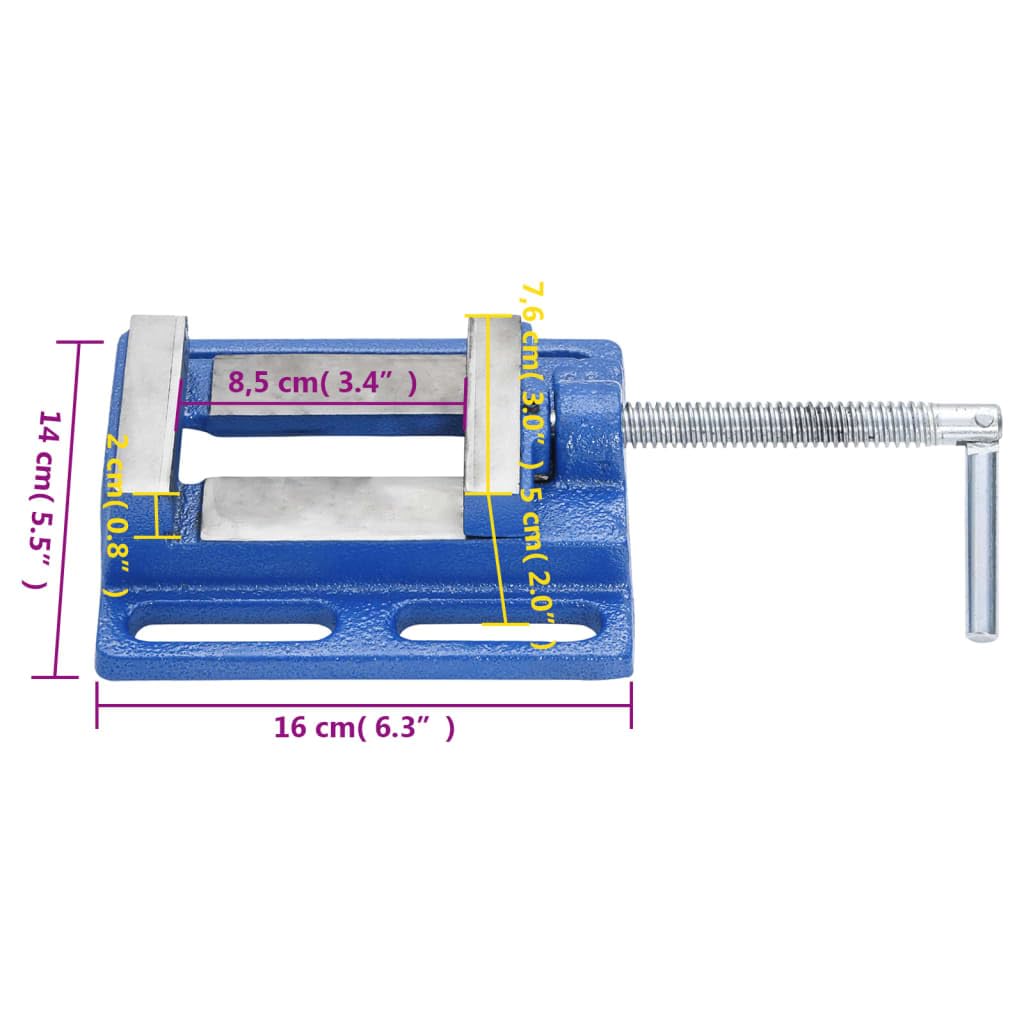 vidaXL Heimwerkerbedarf Maschinenschraubstock 76 mm Blau Gusseisen