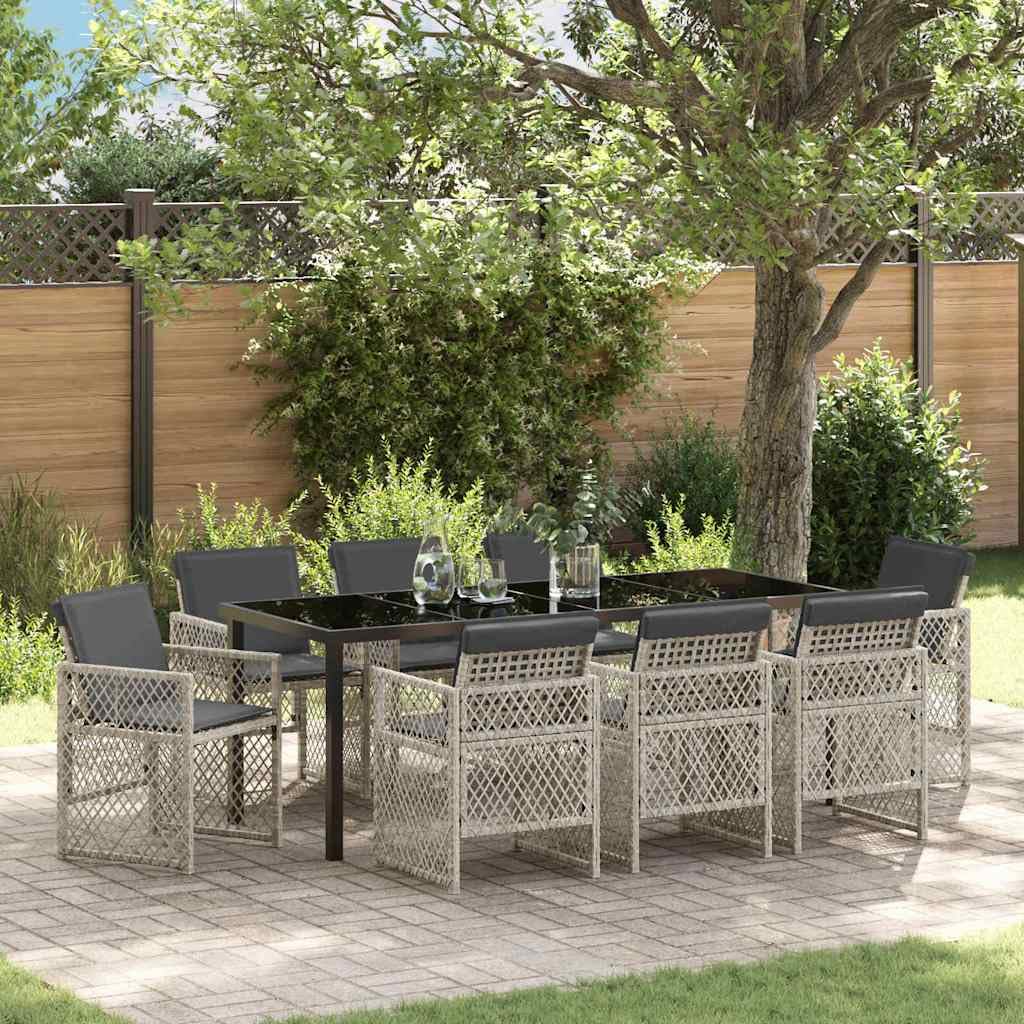 vidaXL Heim & Garten Garten Essgruppe 9-tlg Hellgrau 200 cm