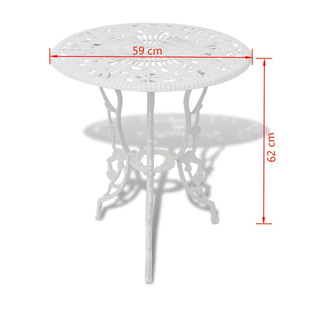vidaXL Heim & Garten Bistro-Set Aluminiumguss Weiß 3-tlg.