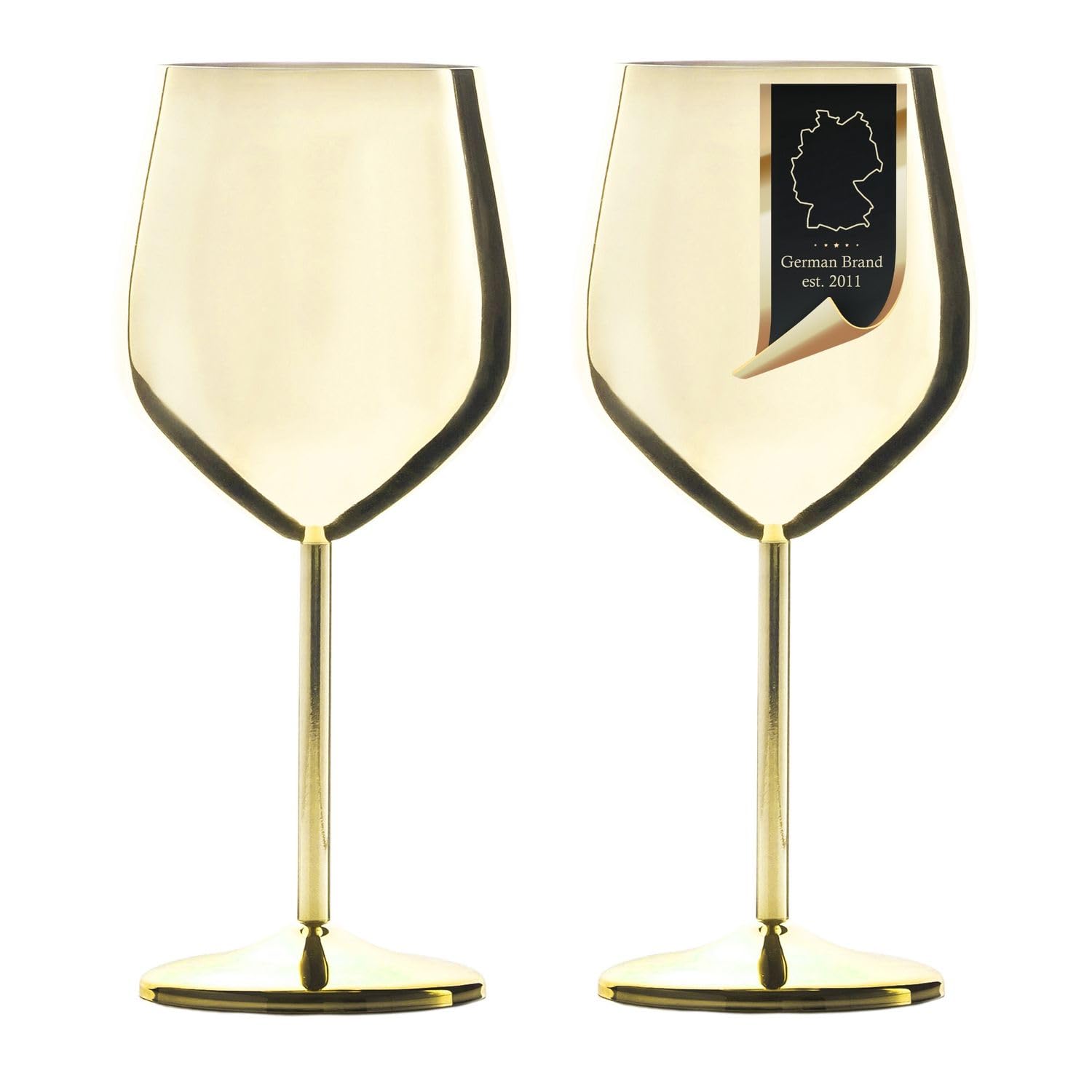 Intirilife Weingläser Edelstahl Gold 400 ml 2er Set