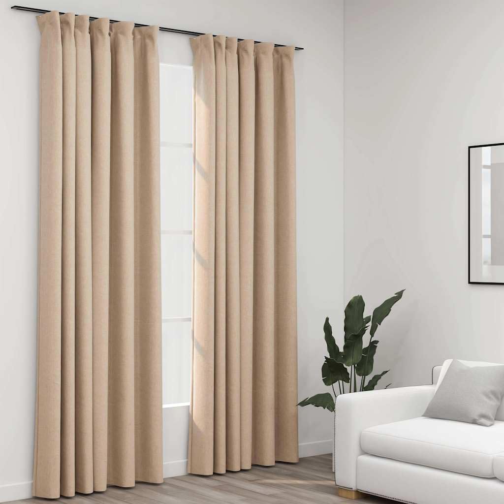 vidaXL Verdunkelungsvorhang 2er beige 140x245 cm Leinenoptik