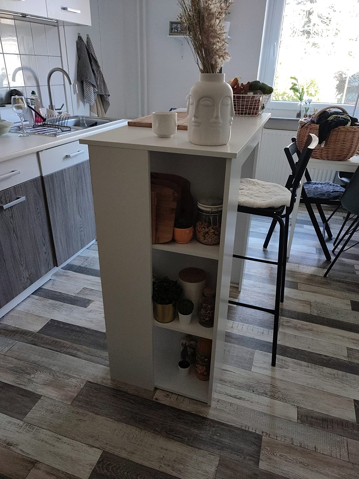 vidaXL Bartisch weiß 102x50x103,5 cm Holzwerkstoff mit Regal