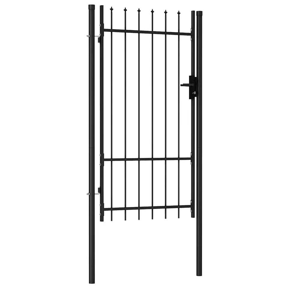 vidaXL BOXTEL Zauntor Stahl Schwarz 100x175 cm Gartentor Einzeltür