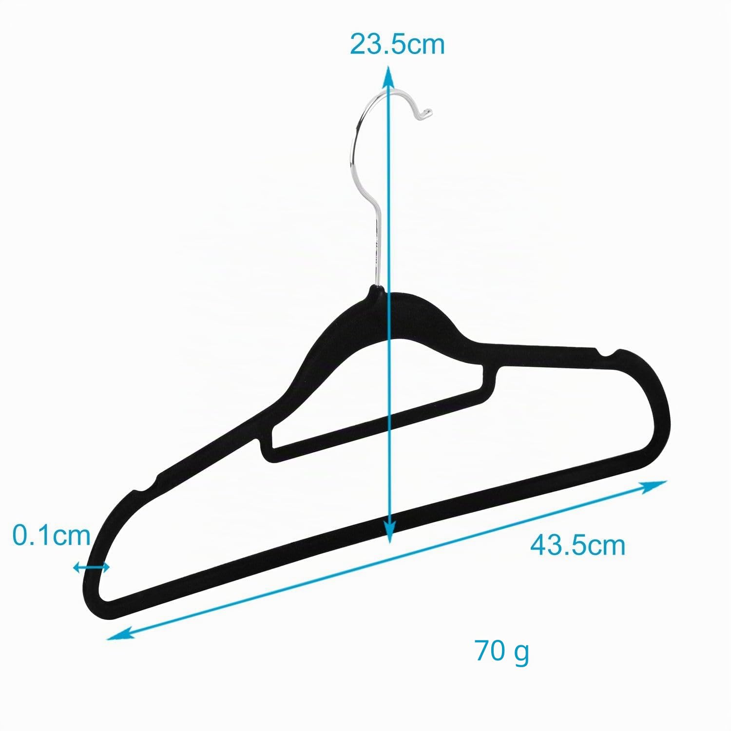 Intirilife Kleiderbügel Samt Schwarz 20 Stück 43,5 cm Antirutsch