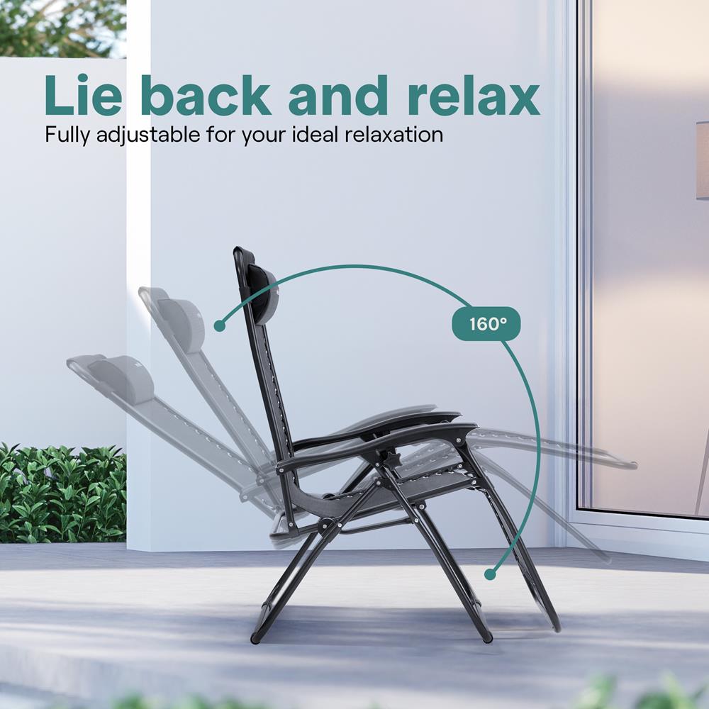 Serenelife Furniture Zero Gravity Liegestuhl 2er-Set Stahl