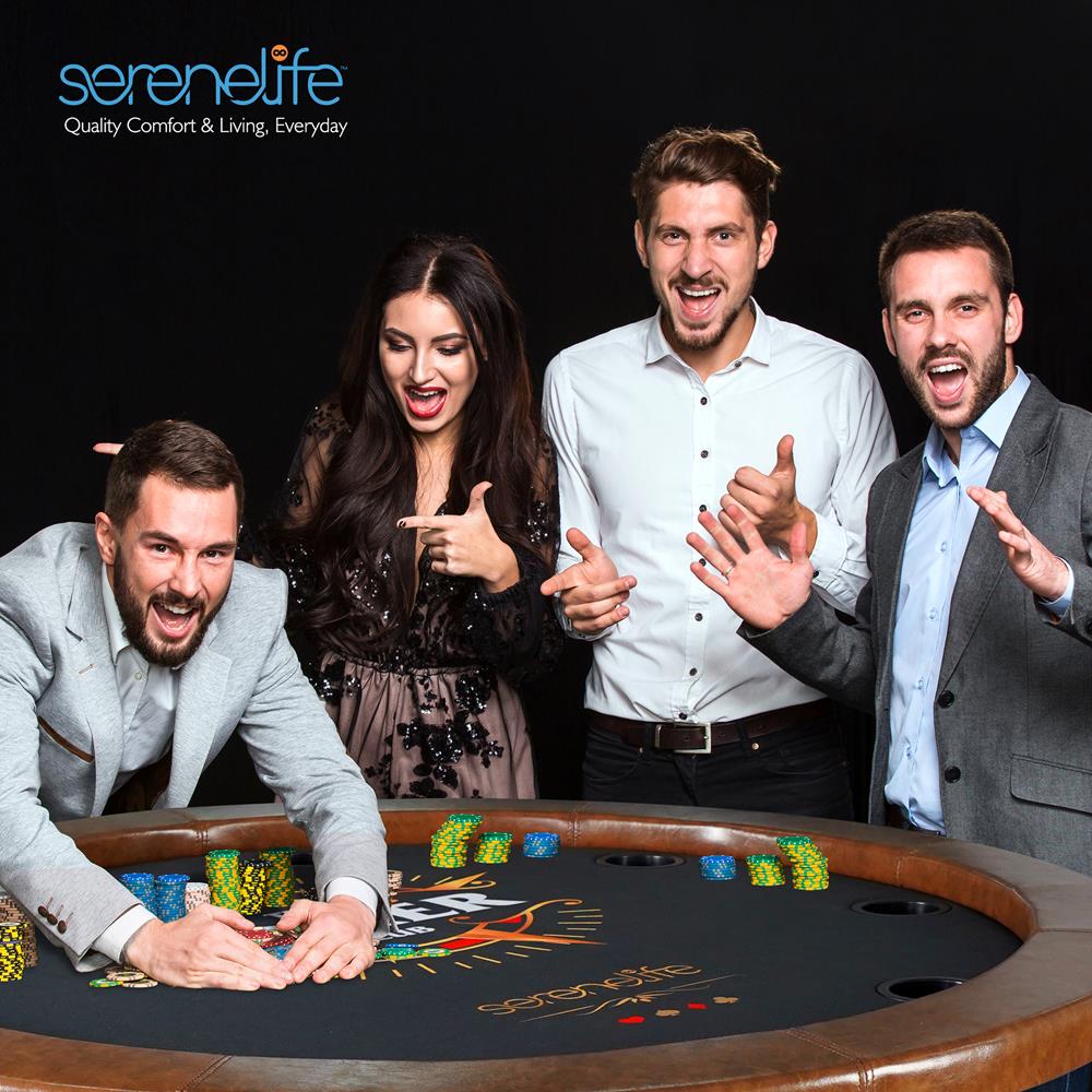 Serenelife Game Tables SLPR750 Pokertisch Braun 8 Spieler klappbar