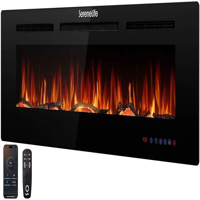 Serenelife Heater Elektrokamin Wand schwarz 1500W WiFi