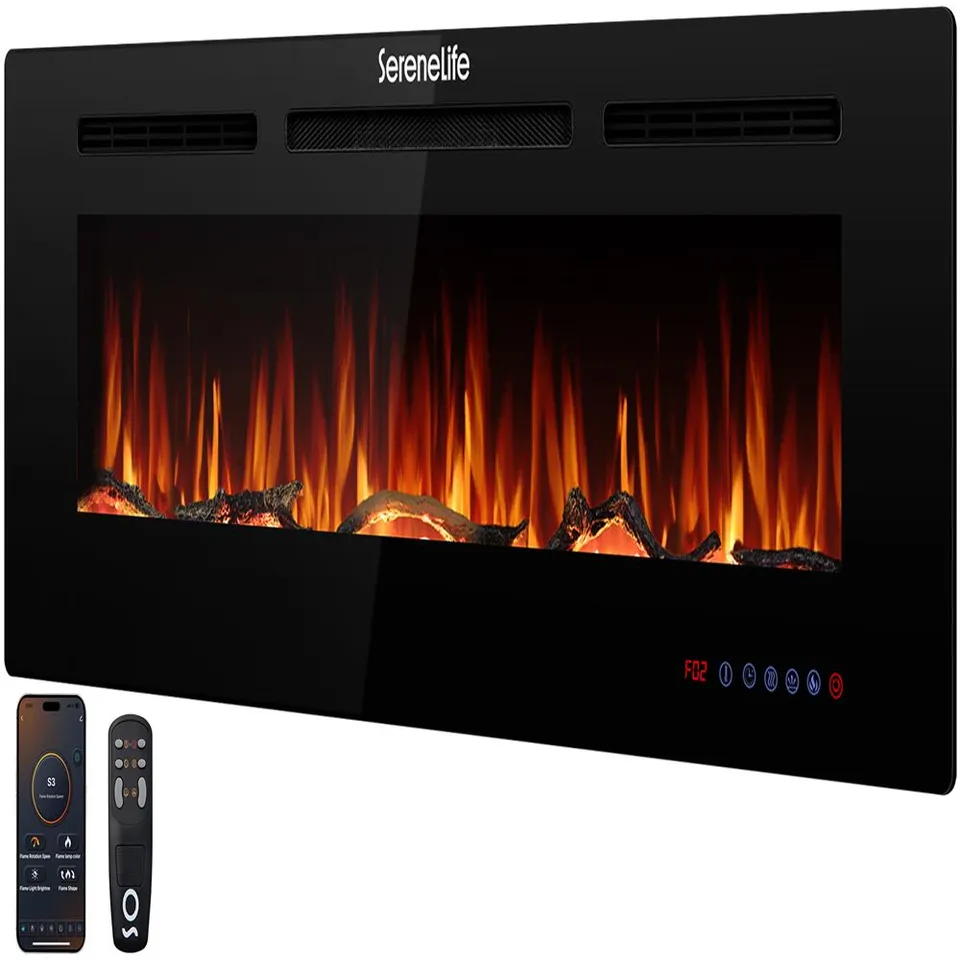 Serenelife Heater Elektrokamin Wand schwarz 1500W WiFi