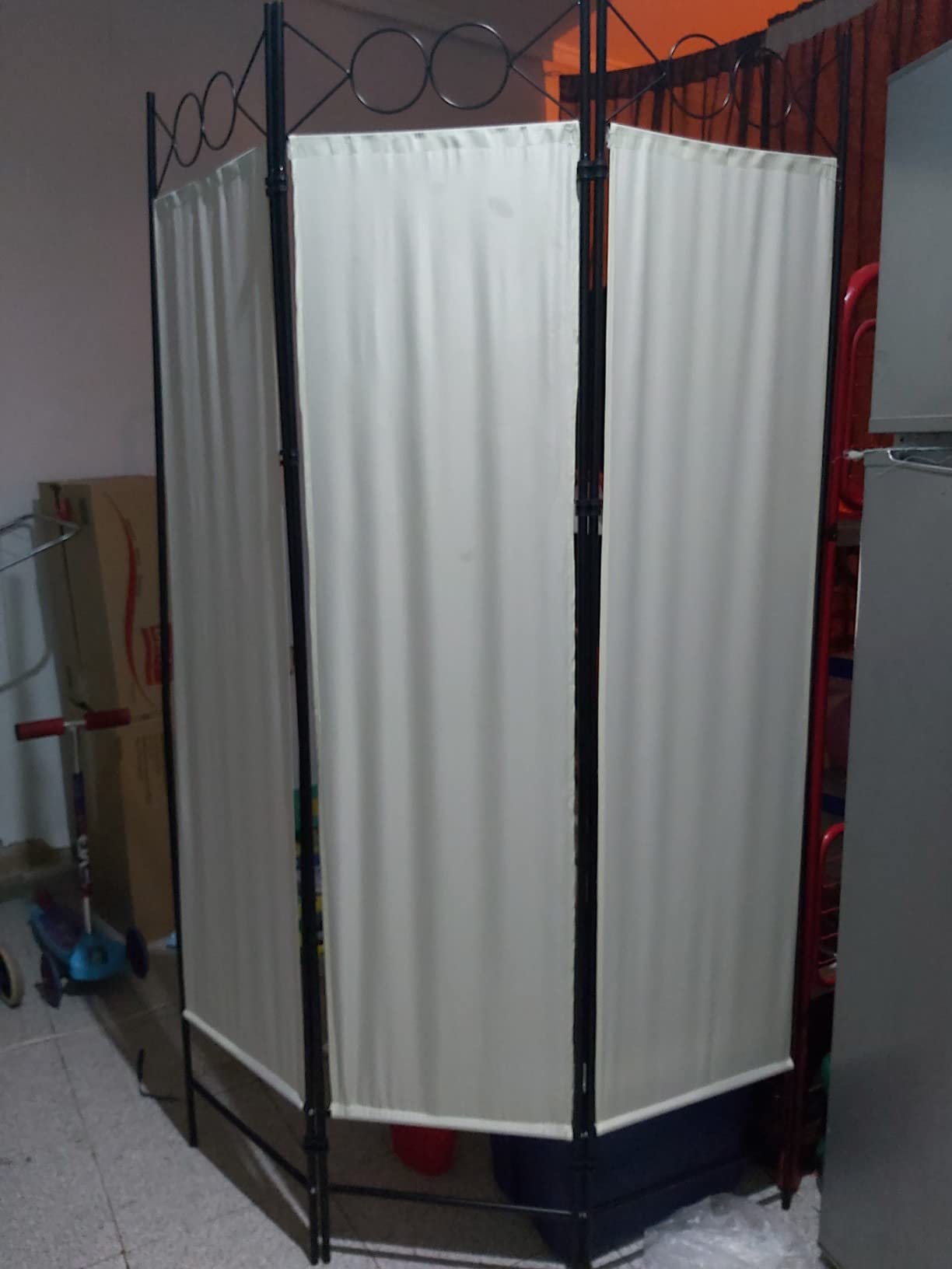 vidaXL Raumteiler 3-TLG Paravent 120x180 Cremeweiß Stoff