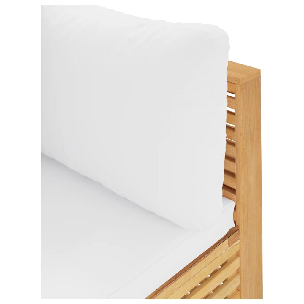 vidaXL Heim & Garten Garten-Ecksofa Teak Creme Kissen wetterfest