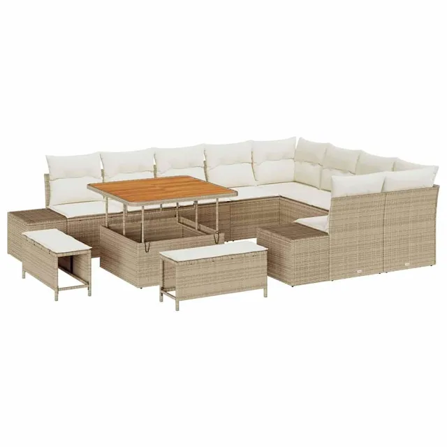 vidaXL Heim & Garten Gartensofa-Set 5-tlg Beige 100 cm Tisch