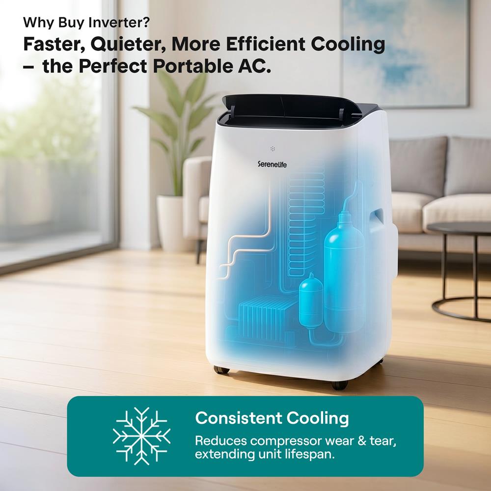 Serenelife Portable AC 12000 BTU Klimagerät Grau mit WLAN