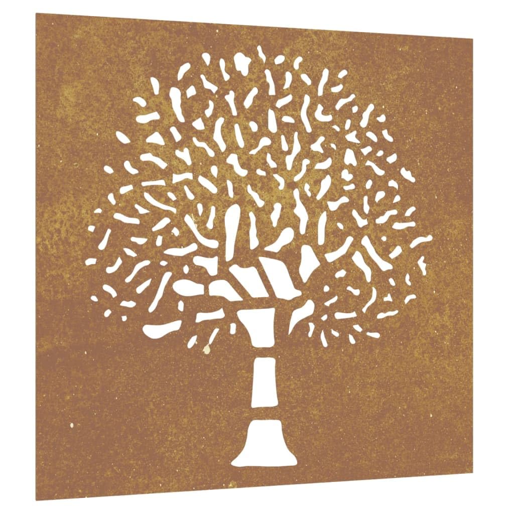 vidaXL Heim & Garten Wanddeko 55x55 cm Cortenstahl Baum-Design