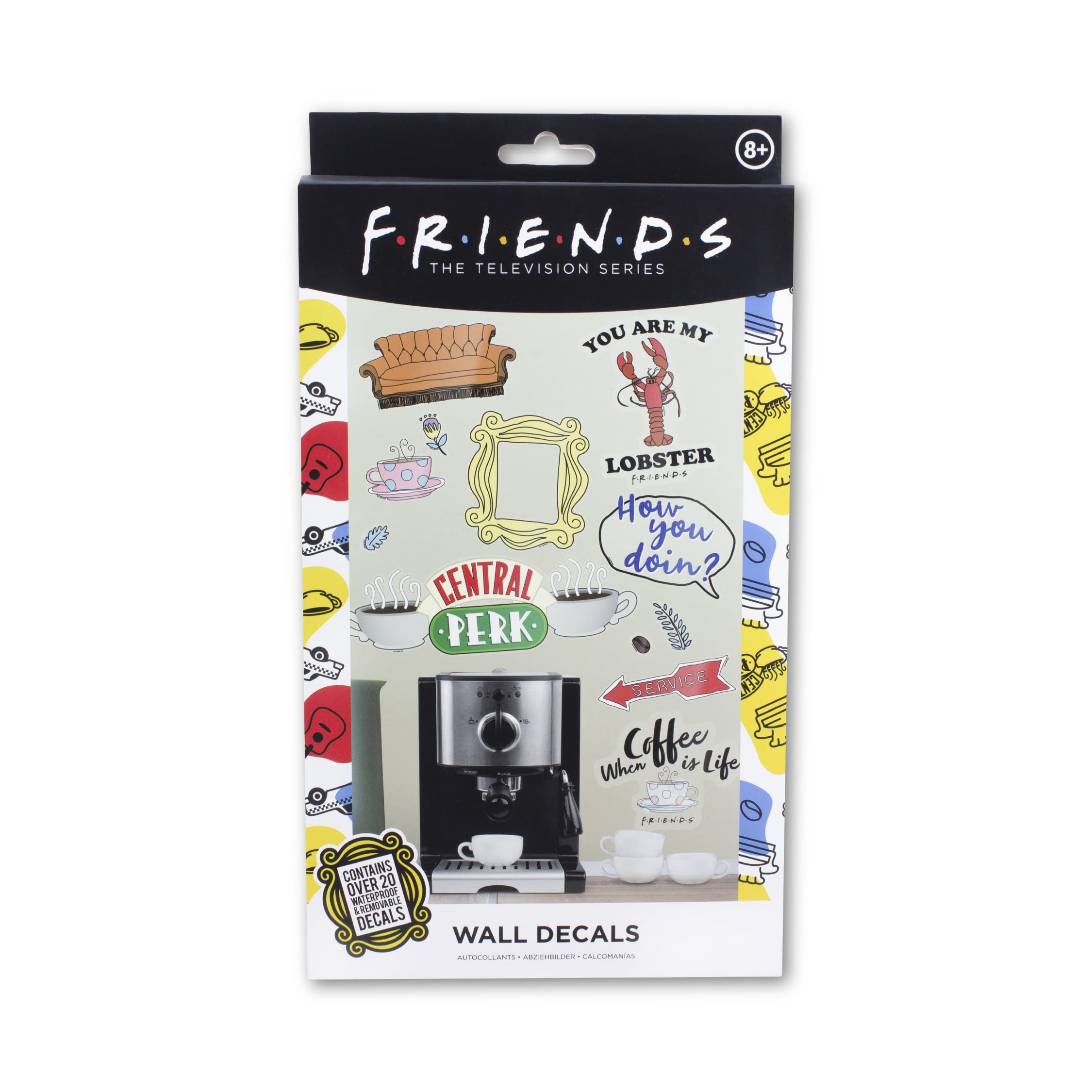 Paladone Friends Wandaufkleber Set 20 Sticker wasserdicht