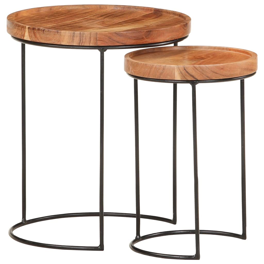 vidaXL Möbel Couchtisch Set 2-TLG Akazienholz Beistelltisch