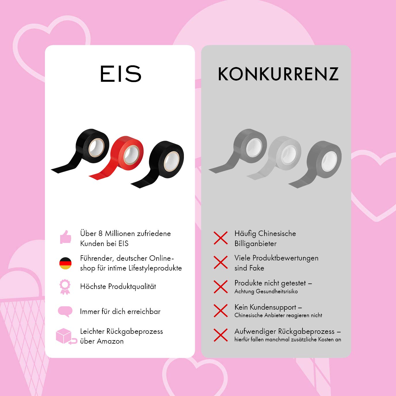 EIS BDSM Tie Me Up Bondage-Tape 3x20m rot-schwarz