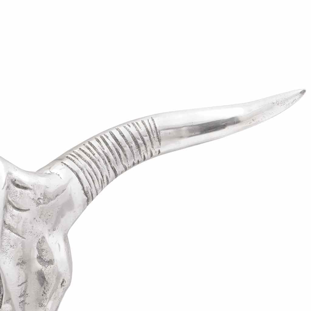 vidaXL Bullenschädel Wandskulptur Silber Aluminium 49 cm
