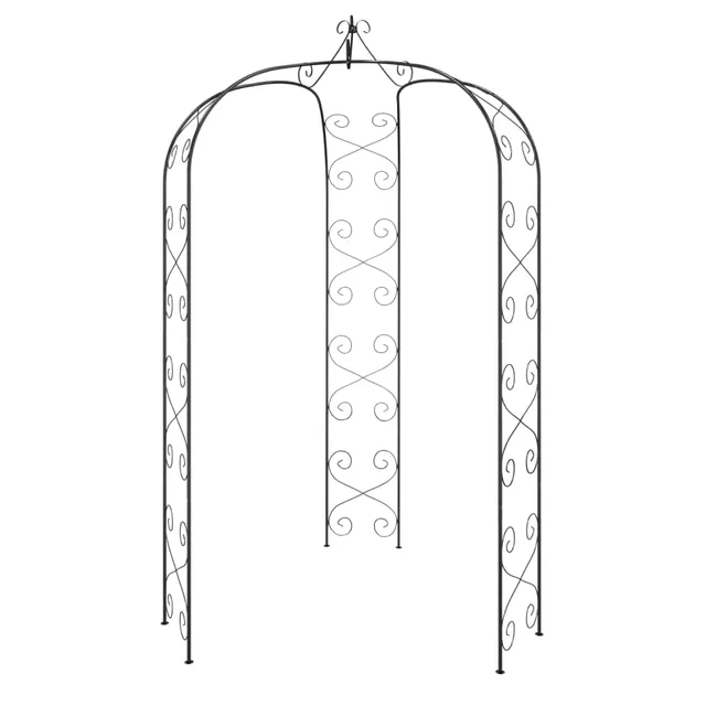 vidaXL Gartenbogen Schwarz Ø180x255 cm Stahl Rosenbogen Kletterpflanzen