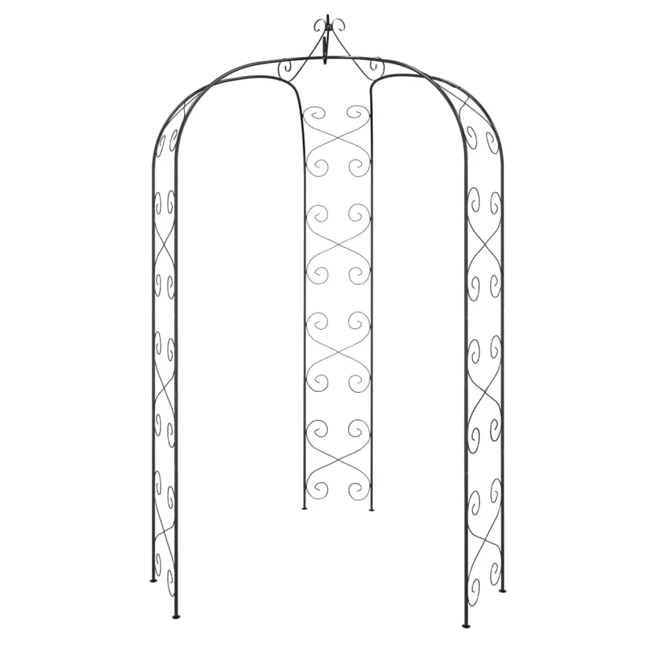 vidaXL Gartenbogen Schwarz Ø180x255 cm Stahl Rosenbogen Kletterpflanzen