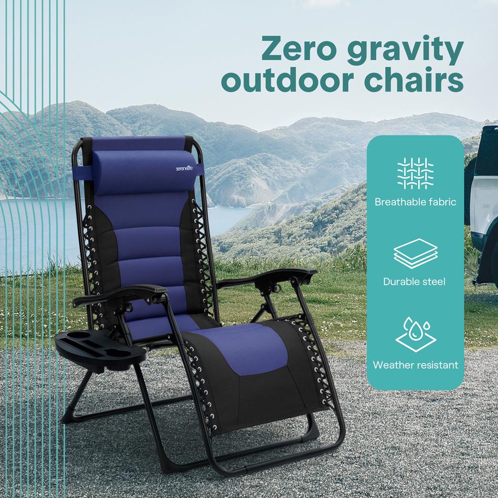 Serenelife Furniture Zero Gravity Liegestuhl blau klappbar