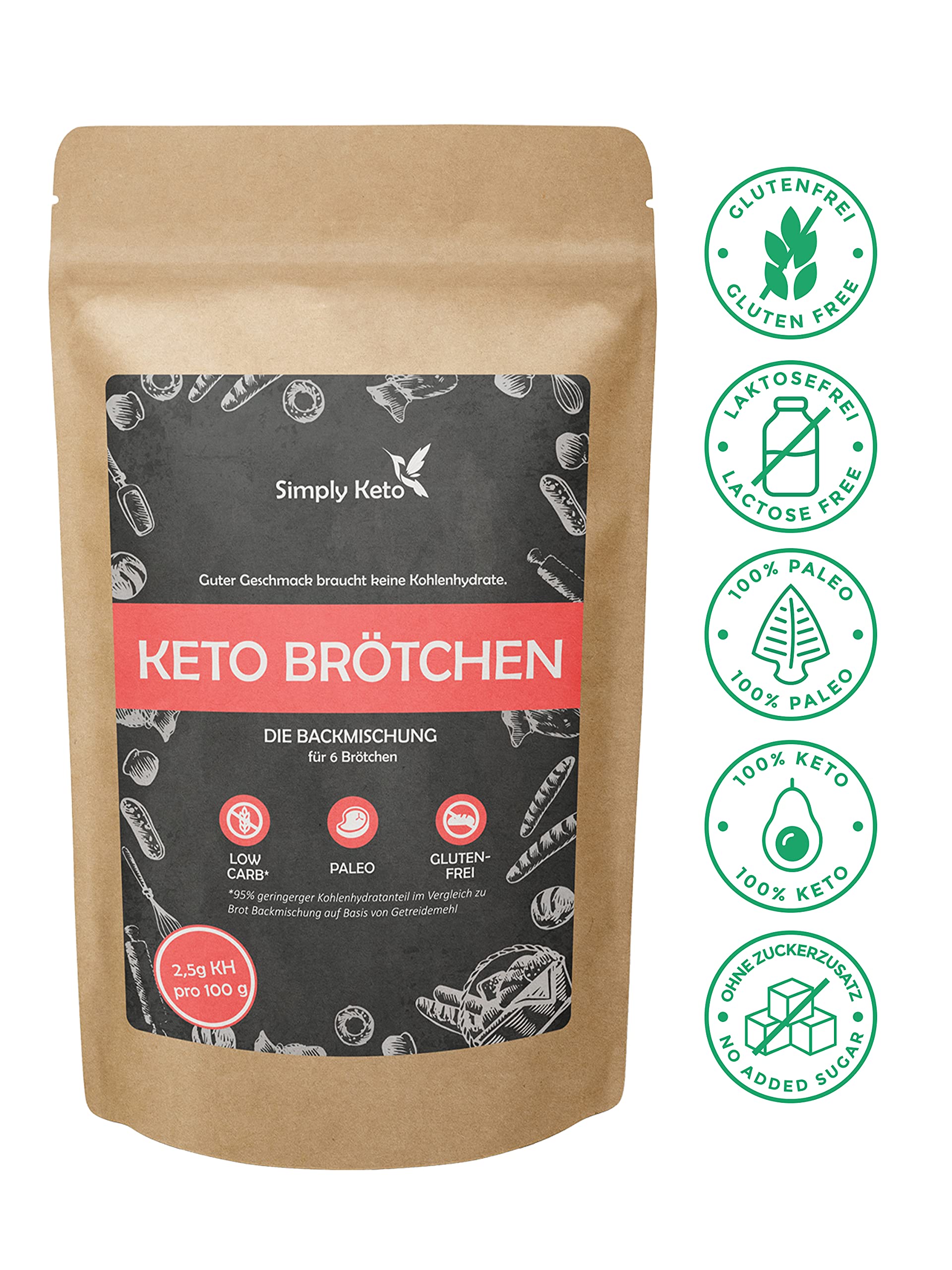 Keto Backzutaten Brötchen Backmischung 340 g Low Carb
