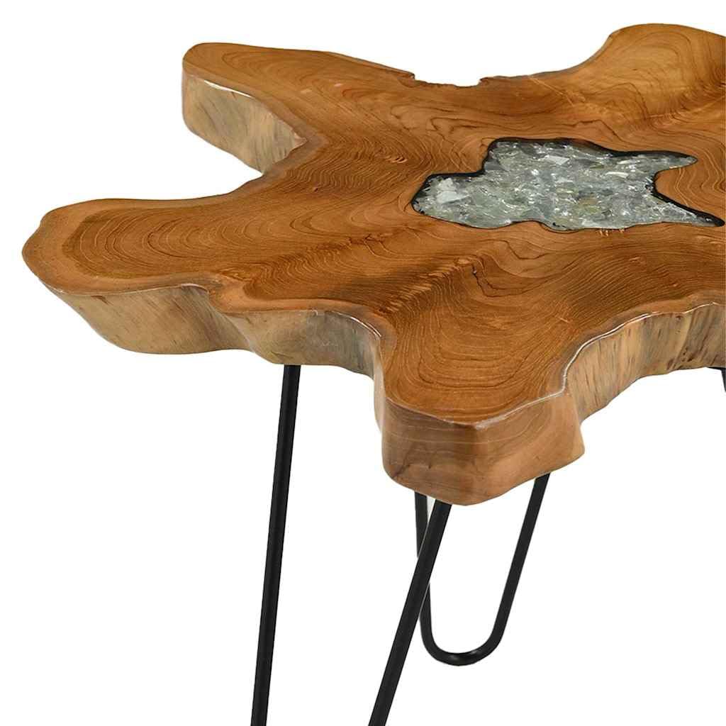 vidaXL Couchtisch 70x45 cm Teak Massivholz Polyresin Wurzel