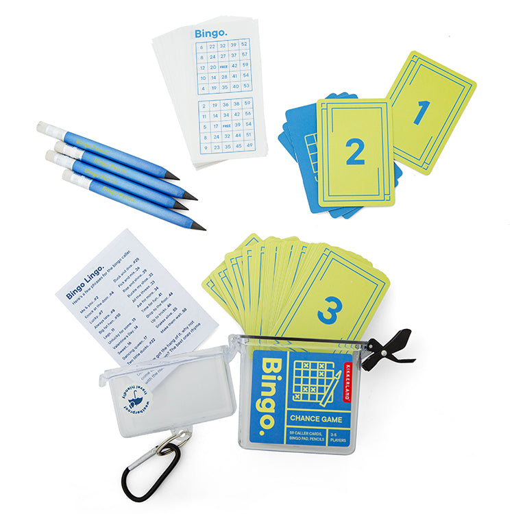Kikkerland Play Bingo Reisespiel Outdoor-Set mit 50 Karten