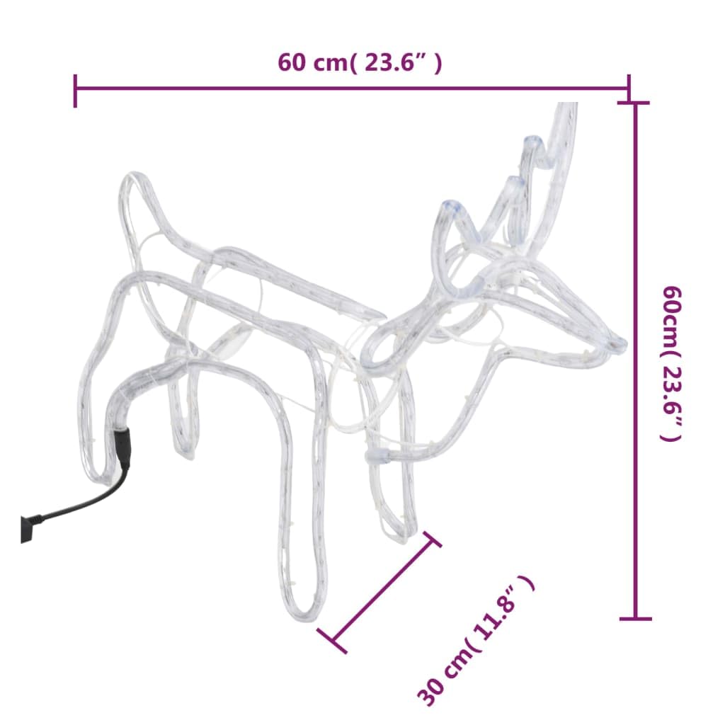 vidaXL Heim & Garten Rentier Silhouetten Leuchtfigur kaltweiß 60x30x60 2 Stk.