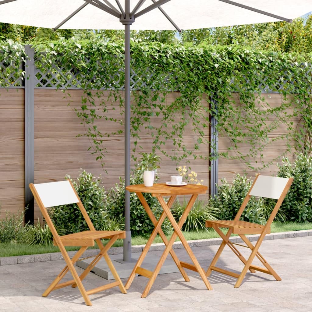 vidaXL Bistro-Set Cremeweiß 3-tlg Akazie klappbar