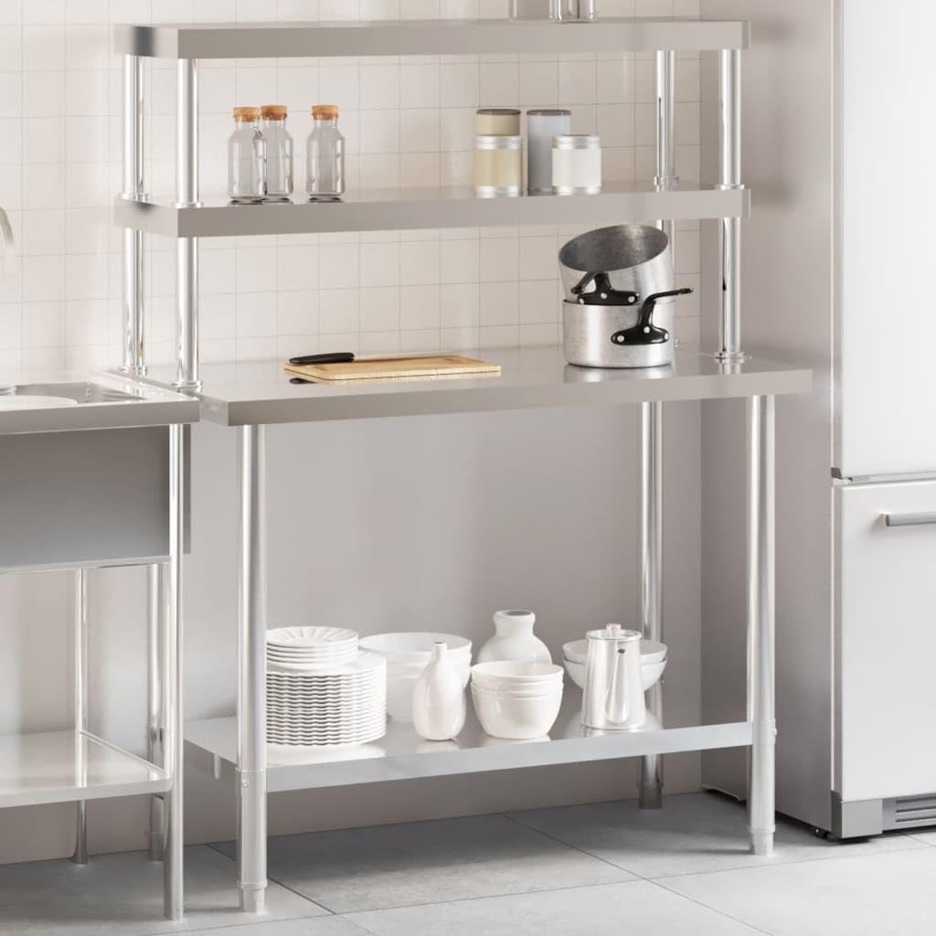 vidaXL Heim & Garten Arbeitstisch 110x55x150 Edelstahl Füße