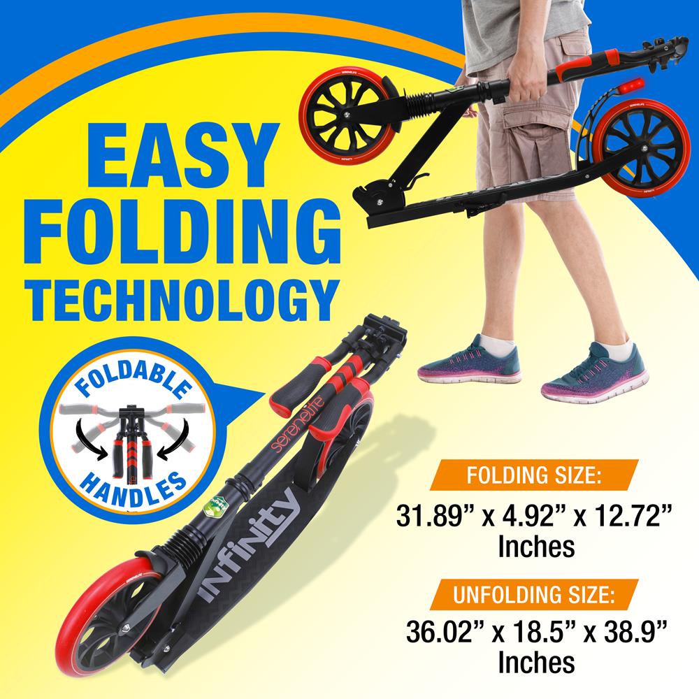 Serenelife Scooters Kick-Scooter Rot Klappbar 8 Zoll