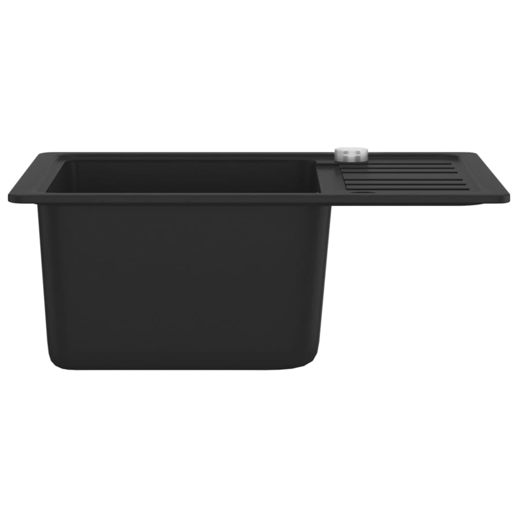vidaXL Heimwerker Granitspüle Einzelbecken Schwarz reversibel