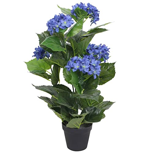 vidaXL Künstliche Hortensie 60cm Topf Blau 5 Blüten
