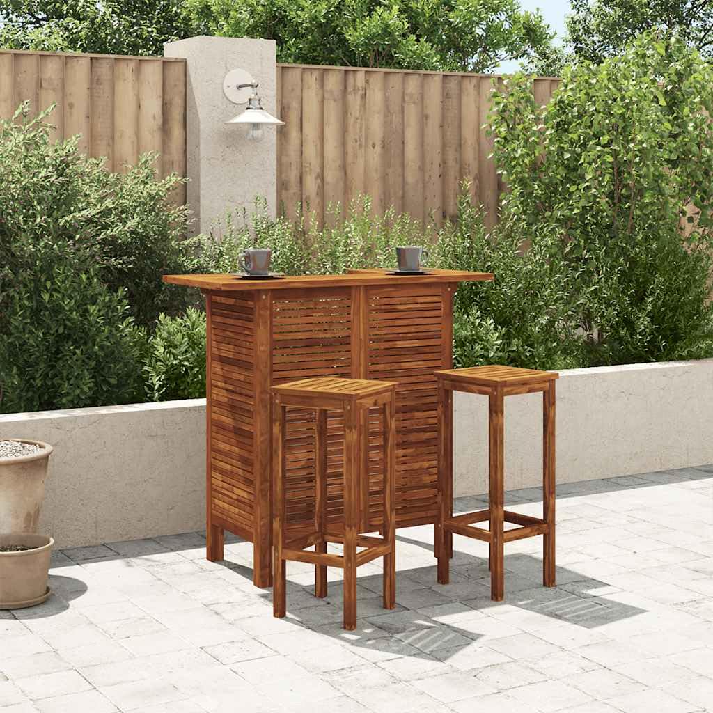 vidaXL Bartisch Set 3-tlg Akazienholz 110x50x105 cm Ölfinish