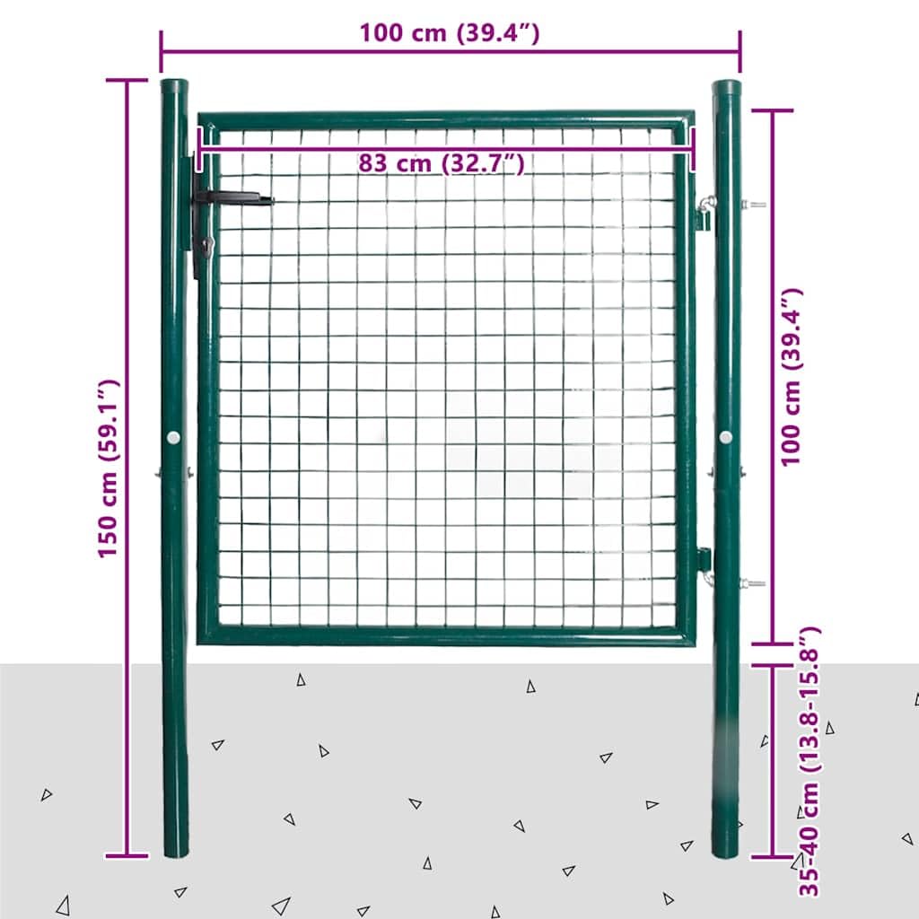 vidaXL Heim & Garten Gartentor Stahl 100x150 cm dunkelgrün