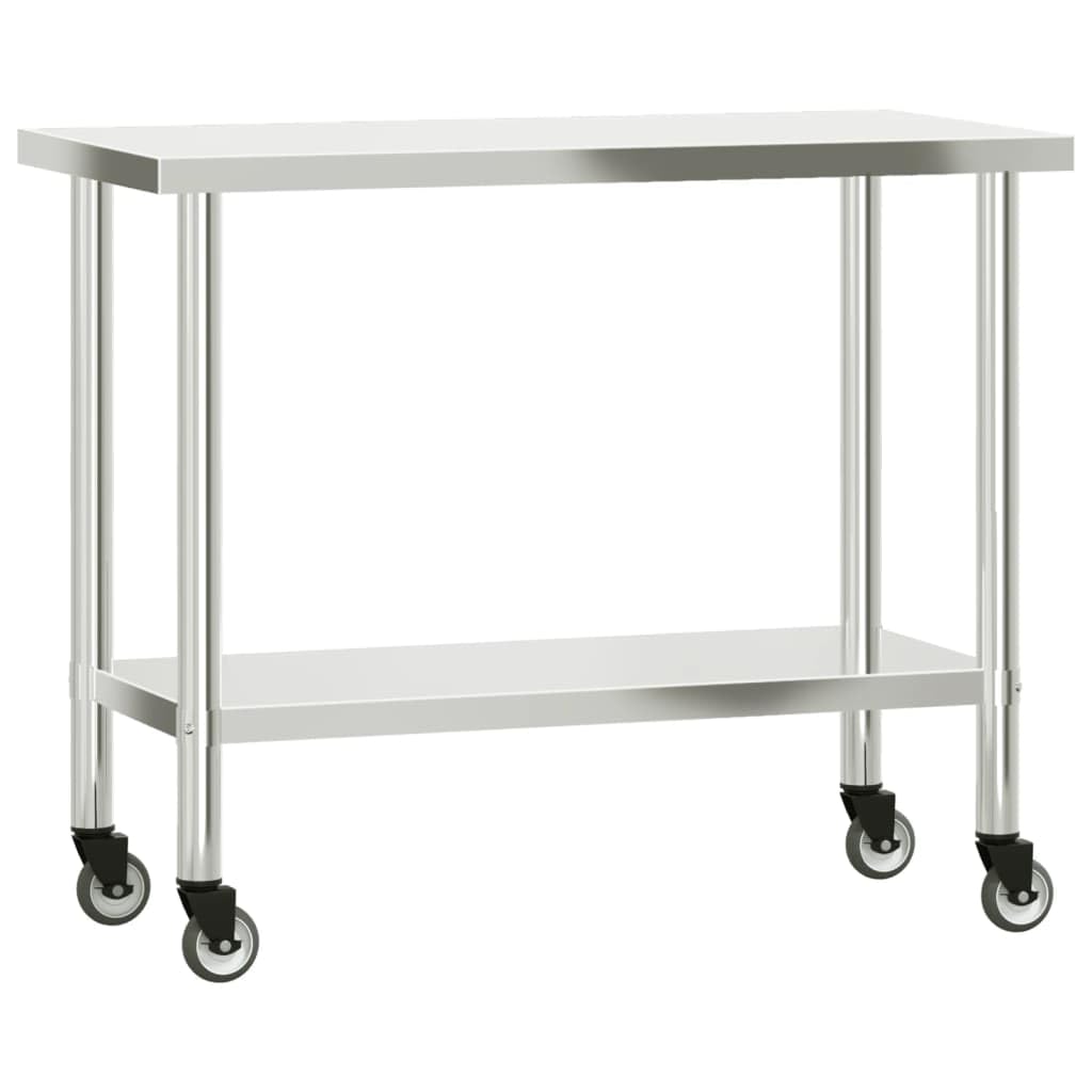 vidaXL Arbeitstisch 110x55x150 Edelstahl mit Rollen