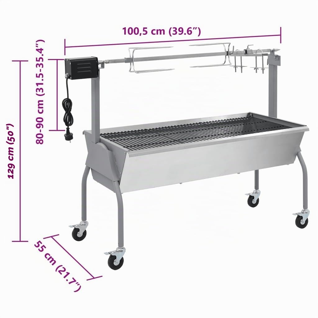 vidaXL Spanferkelgrill Metzgergrill Elektro Holzkohle Grau