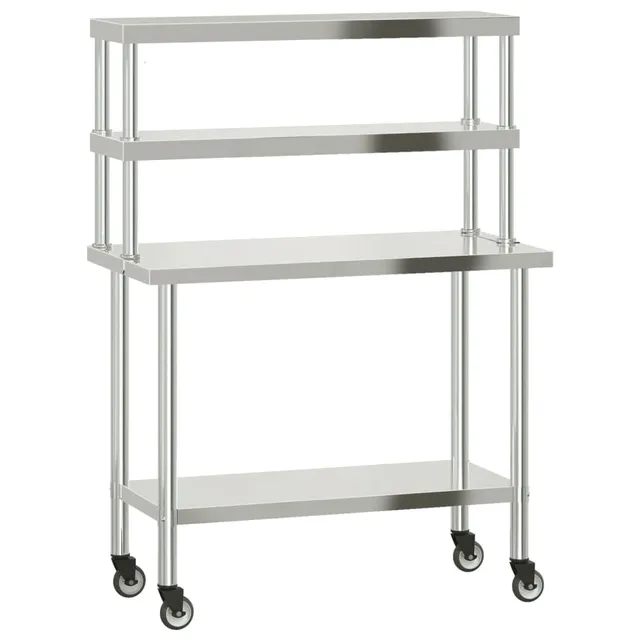 vidaXL Arbeitstisch 110x55x150 Edelstahl Rollen Board