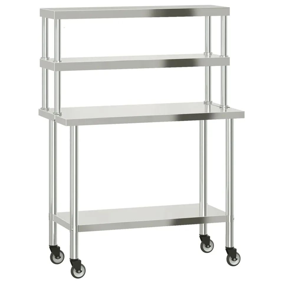 vidaXL Arbeitstisch 110x55x150 Edelstahl Rollen Board