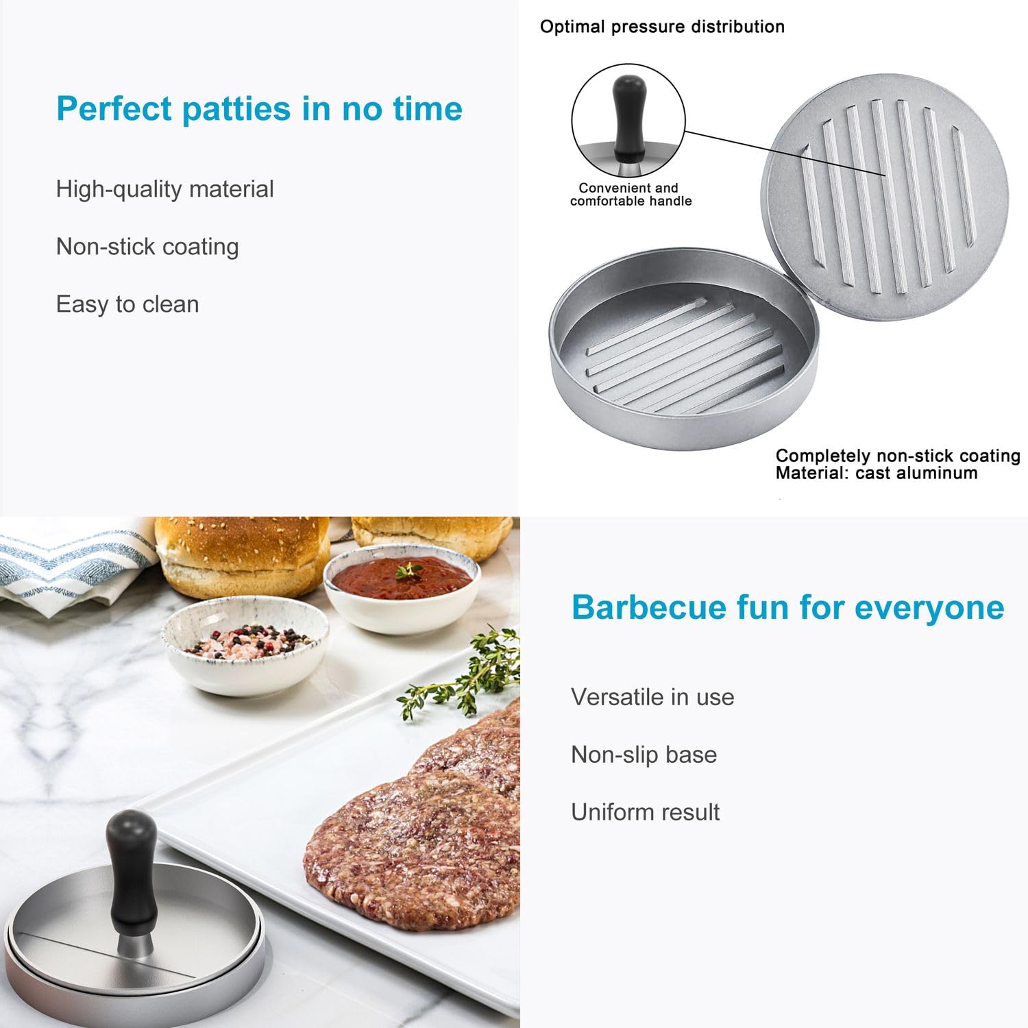 Intirilife Hamburger Presse Grau 12 cm Burger Patties